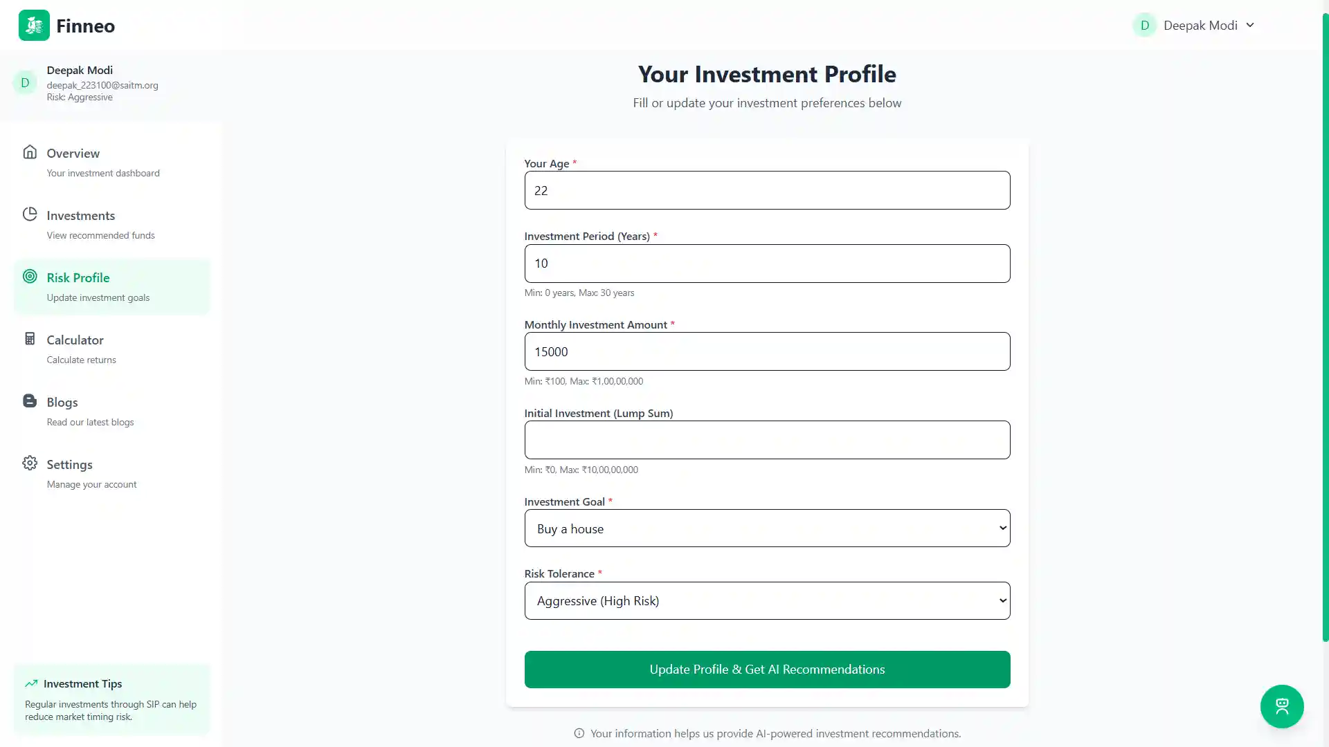 Finneo Onboarding