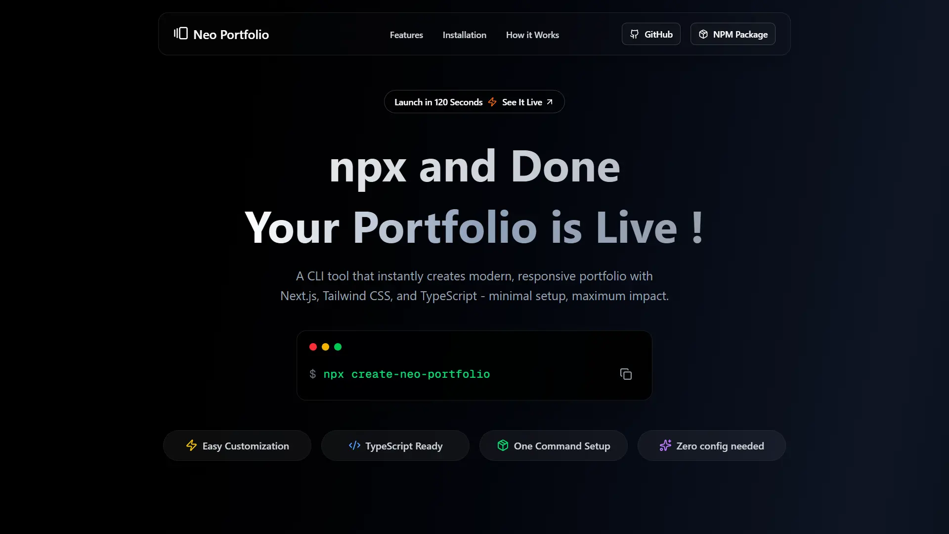 Neo Portfolio CLI & Template preview