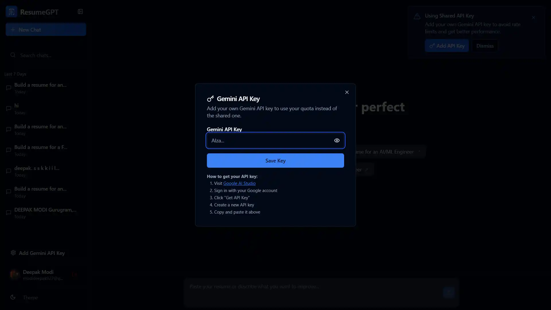 Gemini Key Integration